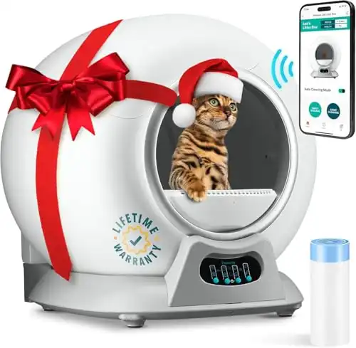 PetCove Self Cleaning Litter Box, Automatic Cat Litter Box Self Cleaning for Multiple Cats, Robot Automatic Litter Box Scoop Free Covered Ultra Cleaning -Odor Removal -APP Control Smart Litter Box